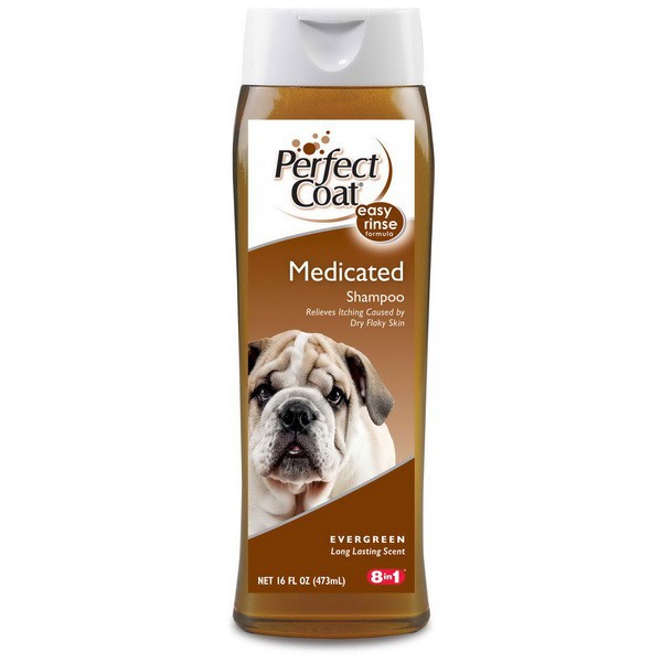 Perfect Coat Medicated Shampoo. Медикаментозный шампунь для собак дегтярный, 473 мл. 8in1 (8в1)